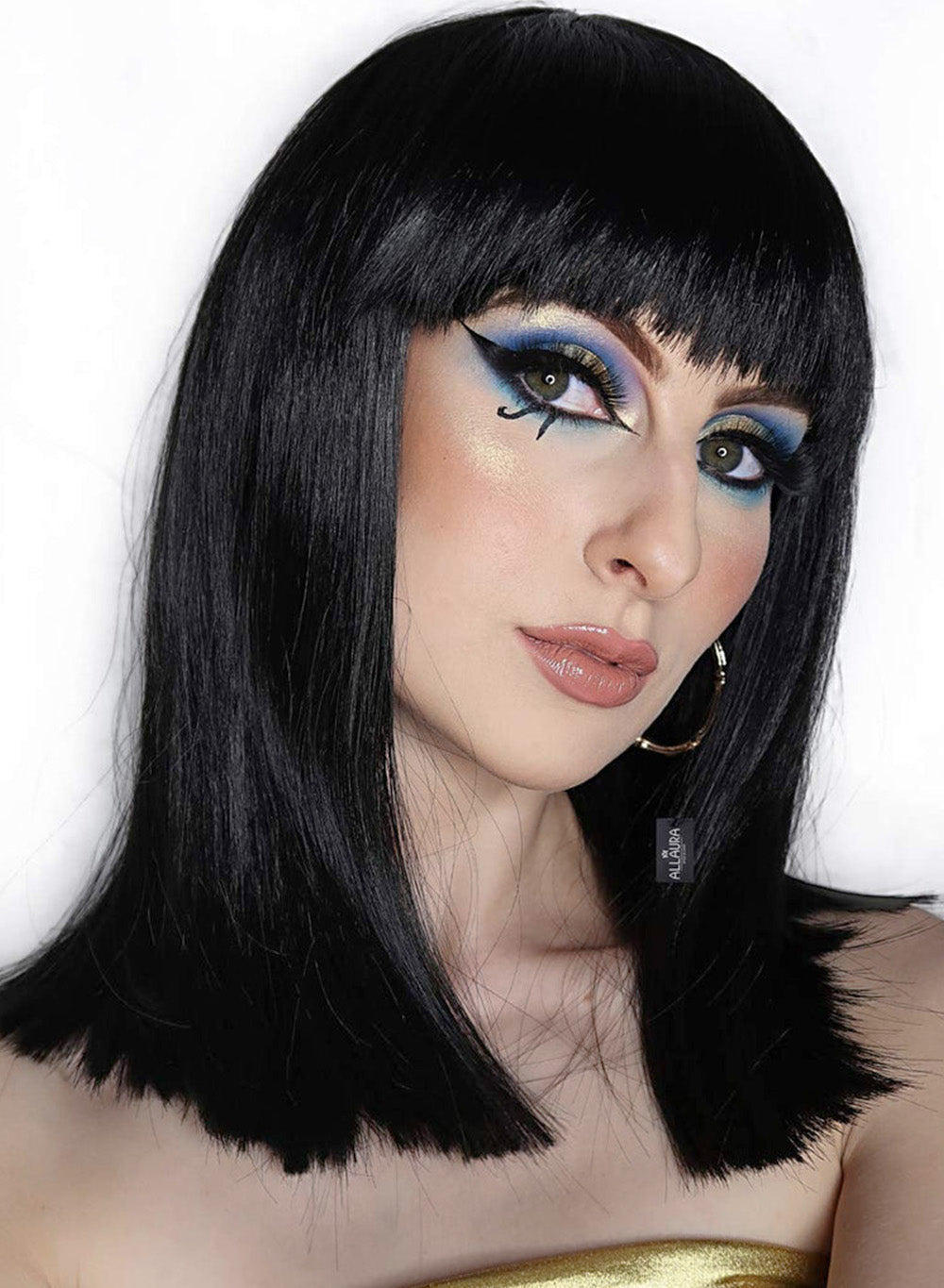 Long Straight Black Bob With Bangs costume wig, photo 4 of 4