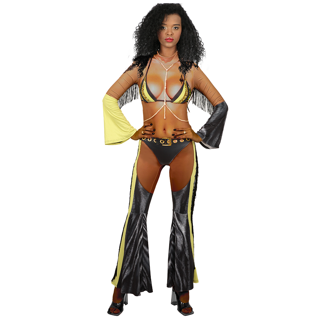 Stylish Ebony Funky Girl Costume Perfect for Halloween & Retro Events
