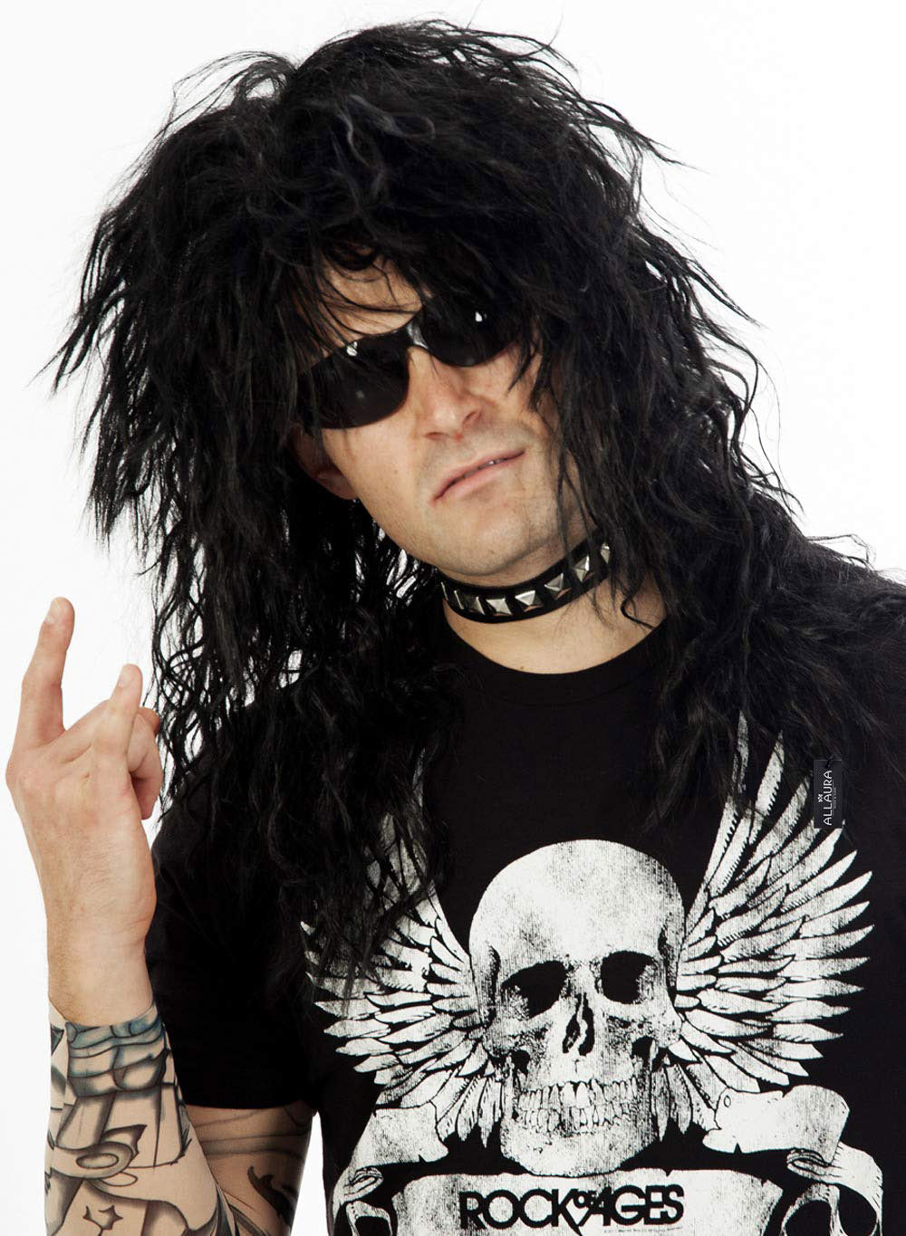 80s Rocker Black Wig costume wig, photo 2 of 3