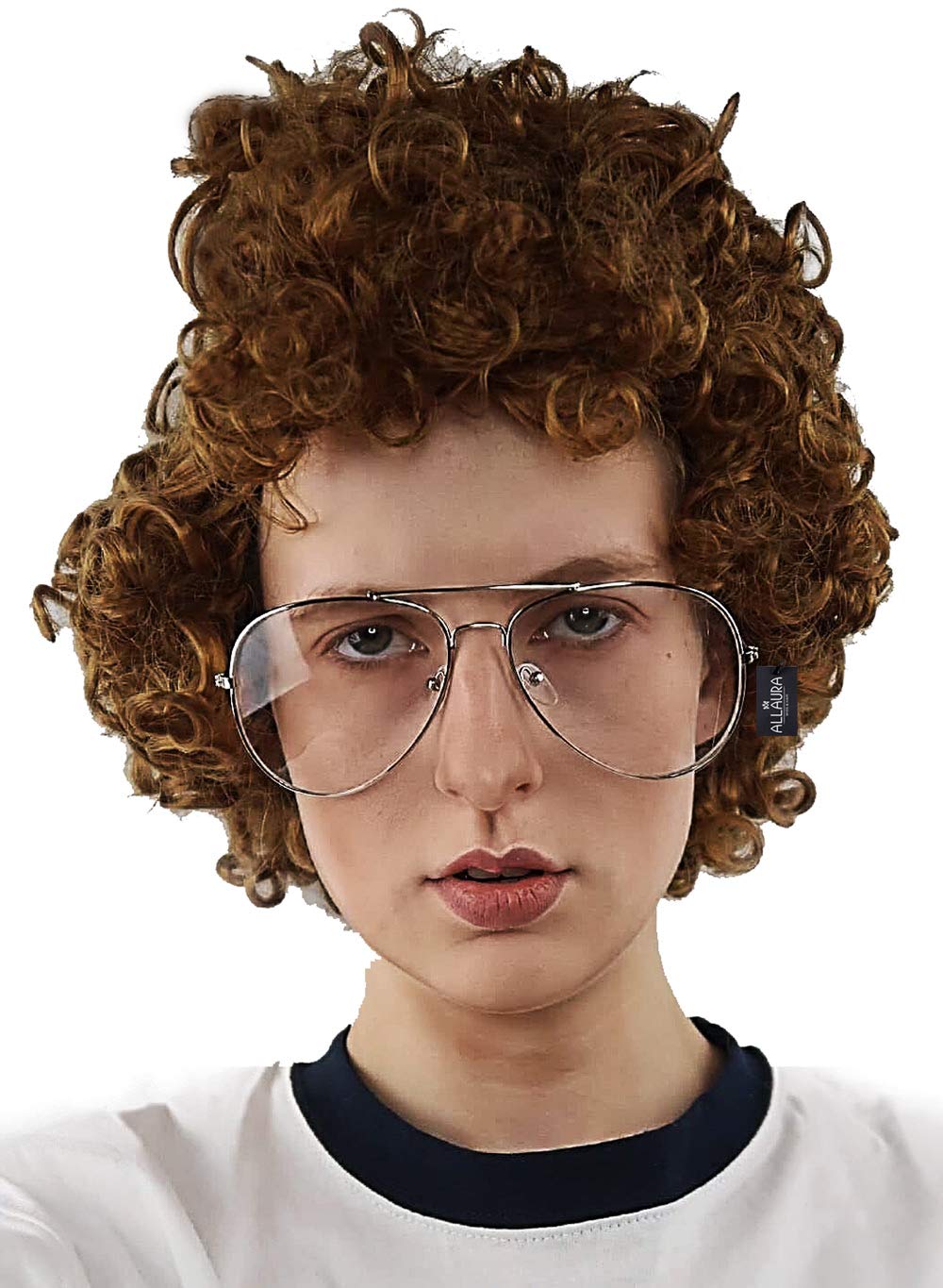 Dynamite Brown Afro Wig & Glasses Set costume wig