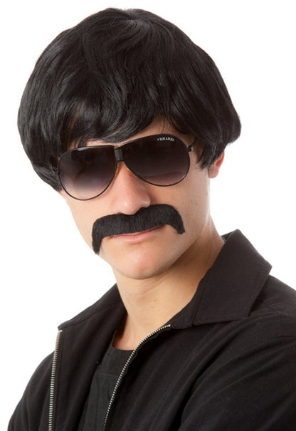 70s Classic Black Wig & Moustache costume wig, photo 3 of 3