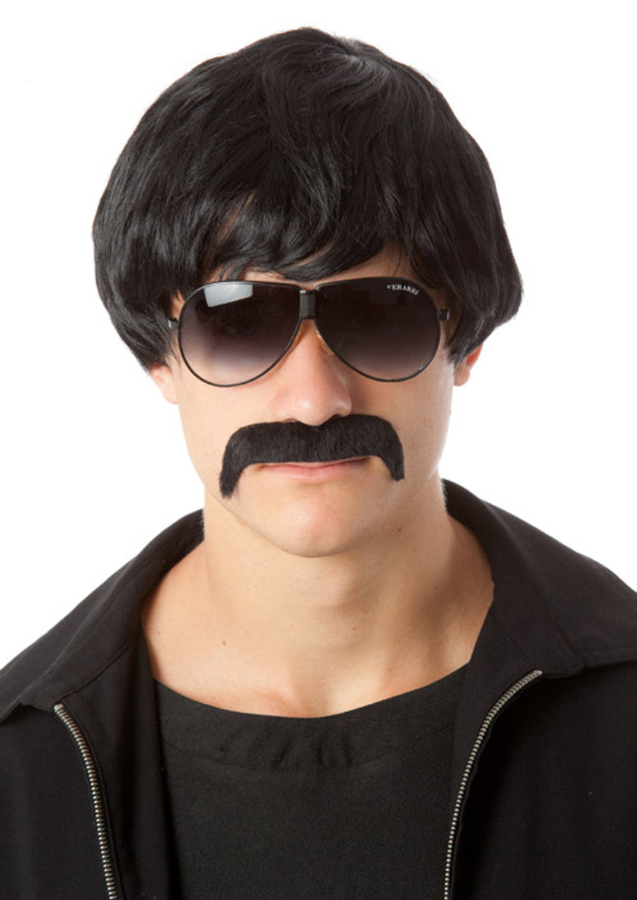 70s Classic Black Wig & Moustache costume wig, photo 2 of 3