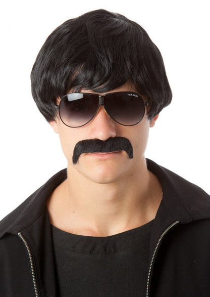 70s Classic Black Wig & Moustache costume wig, photo 2 of 3