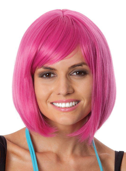 Bright Pink Bob Wig costume wig