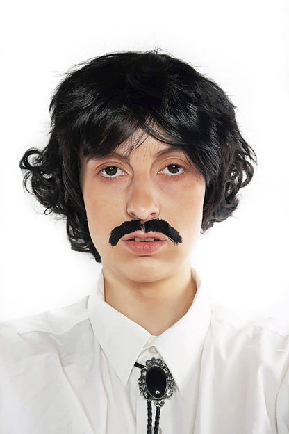 70s Black Shag Wig & Moustache costume wig, photo 1 of 4