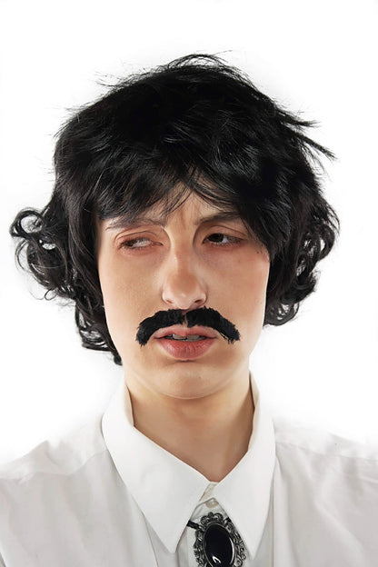 70s Black Shag Wig & Moustache costume wig, photo 4 of 4