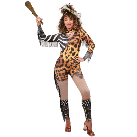 Fierce Cave Woman Hunter Costume Perfect for Halloween & Themed Parties