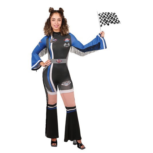Dynamic Blue Race Driver Costume Perfect for Halloween & Racing Events