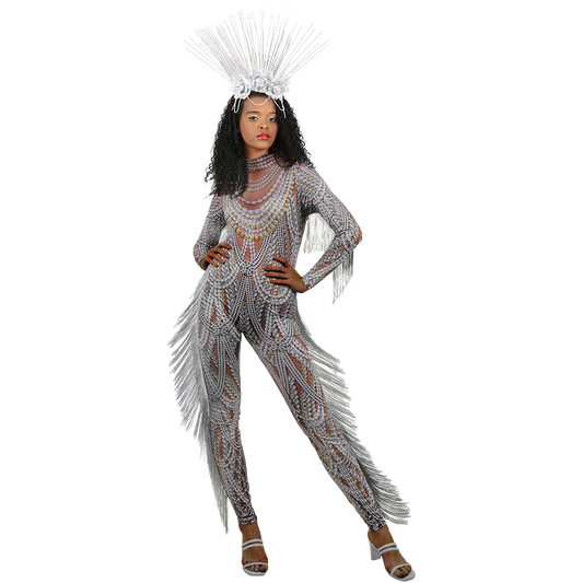 Elegant Ebony Mrs. Pearls Costume for Halloween & Sophisticated Events