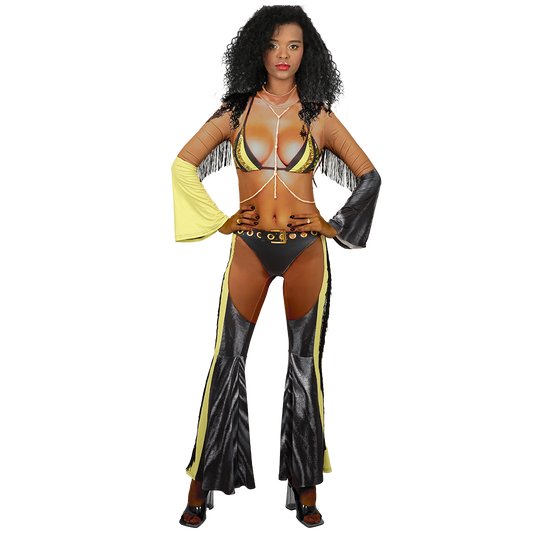 Stylish Ebony Funky Girl Costume Perfect for Halloween & Retro Events